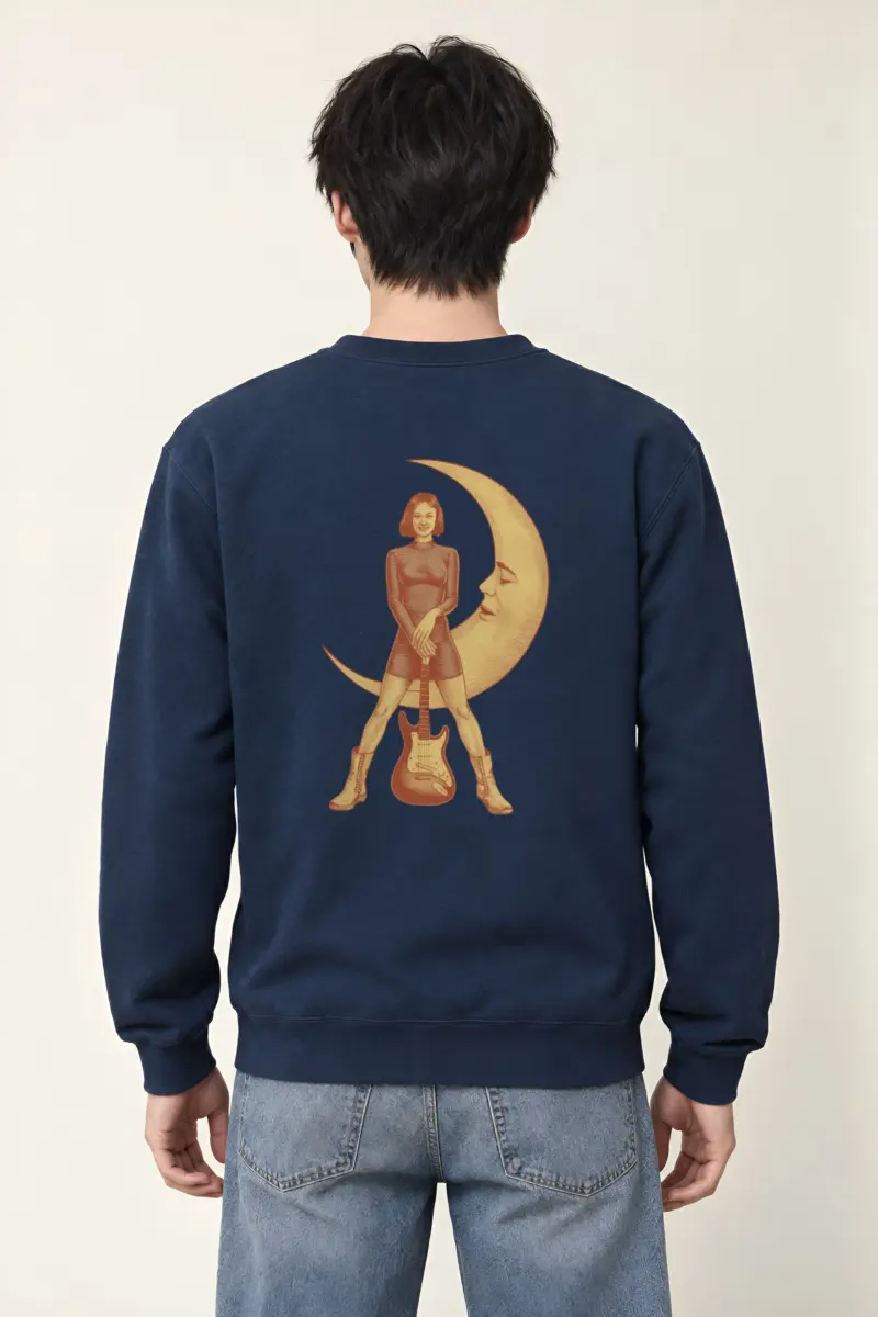 "Moonlit Guitar Muse" Heavy Blend Unisex Crewneck Sweatshirt