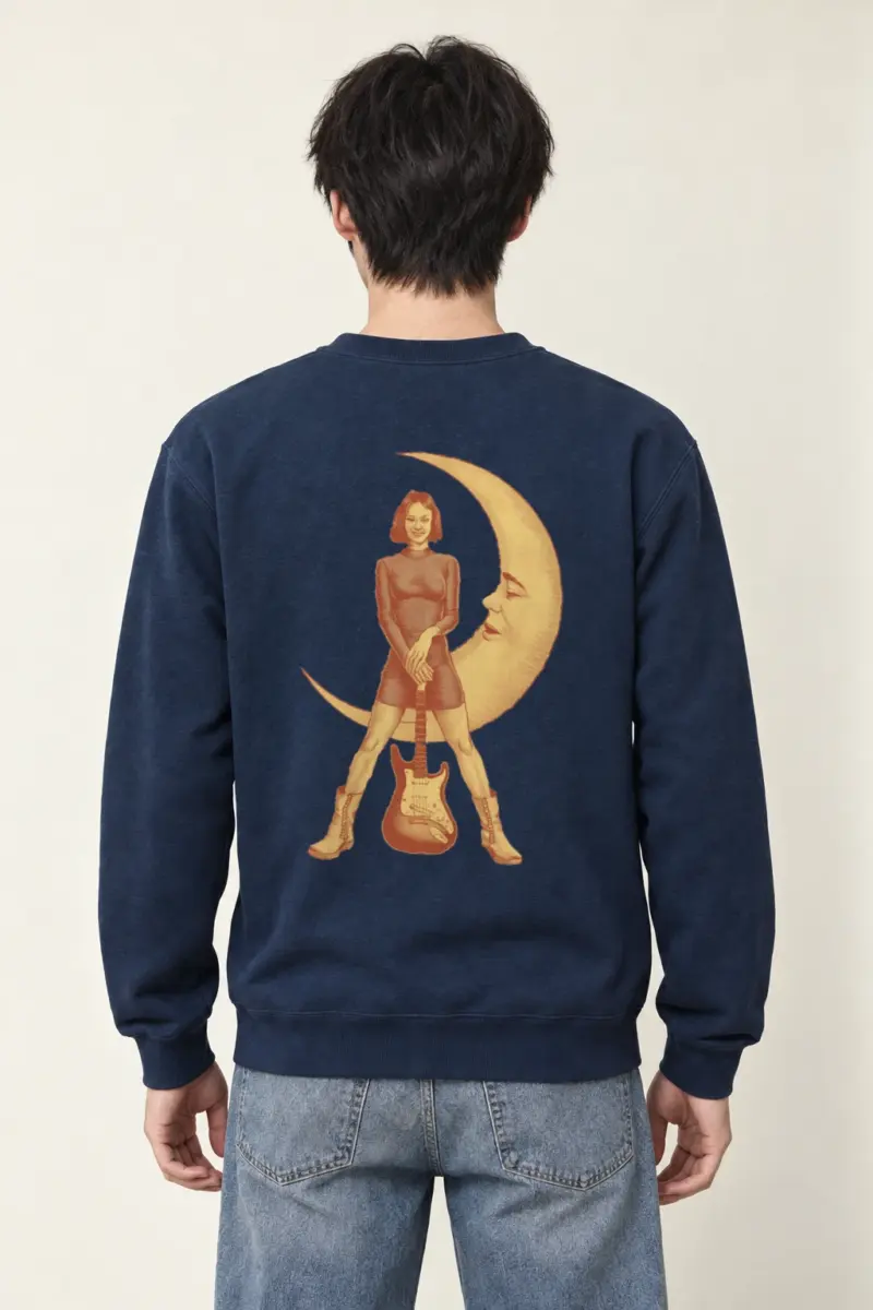"Moonlit Guitar Muse" Heavy Blend Unisex Crewneck Sweatshirt