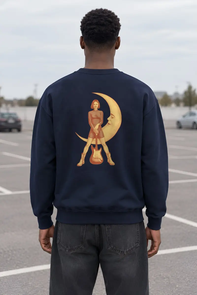 "Moonlit Guitar Muse" Heavy Blend Unisex Crewneck Sweatshirt