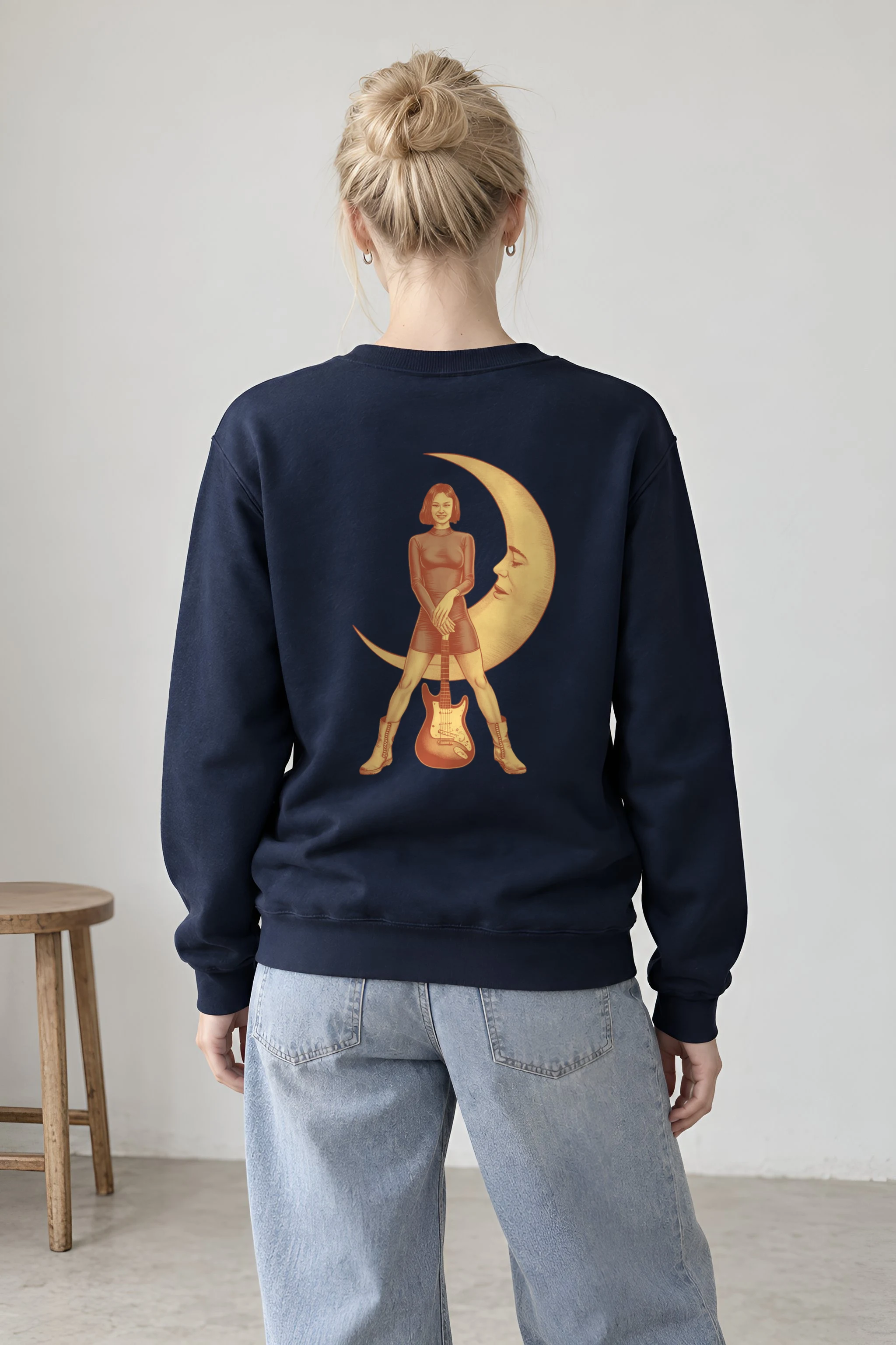 "Moonlit Guitar Muse" 1 Crewneck Sweatshirt