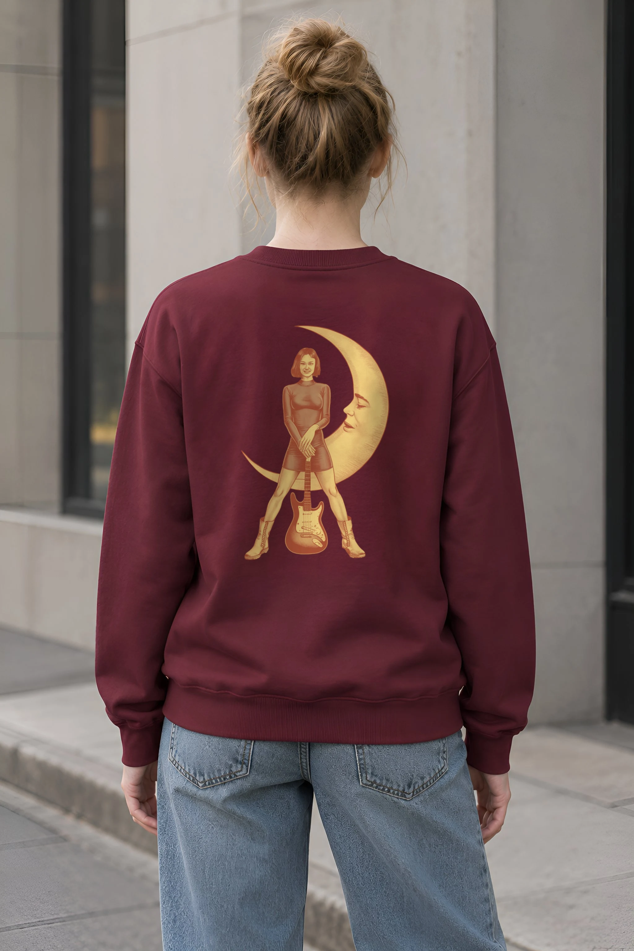 "Moonlit Guitar Muse" 1 Crewneck Sweatshirt