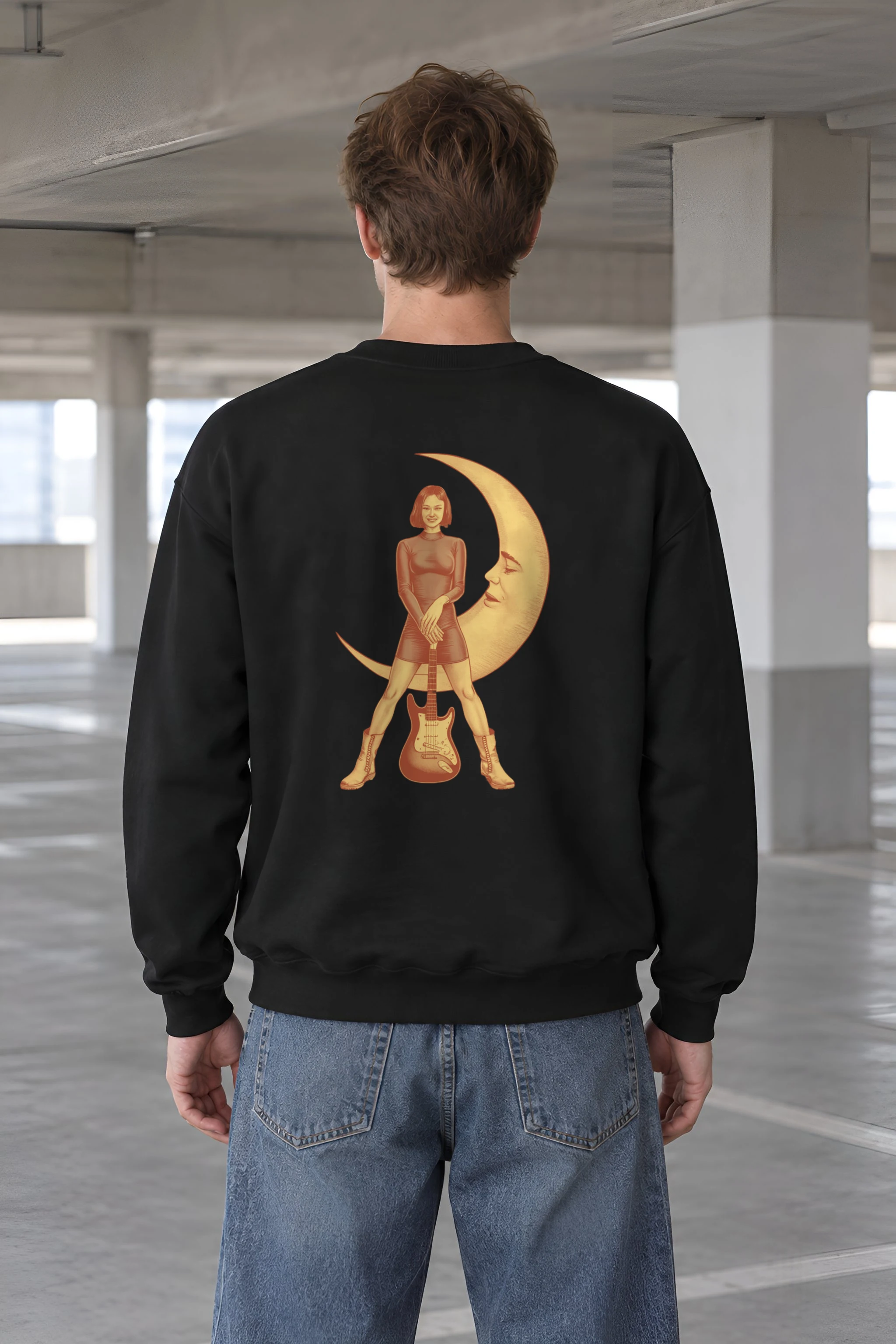 "Moonlit Guitar Muse" 1 Crewneck Sweatshirt