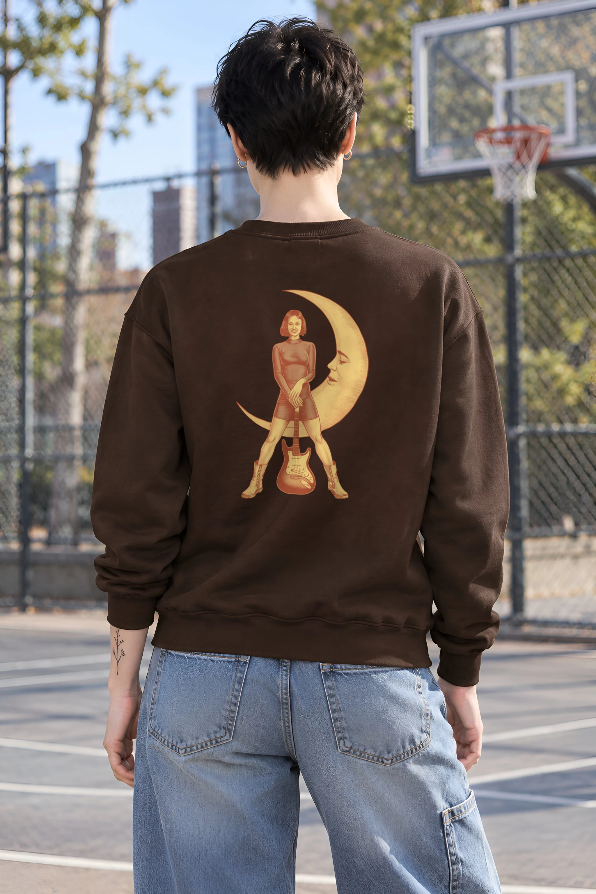 "Moonlit Guitar Muse" 1 Crewneck Sweatshirt