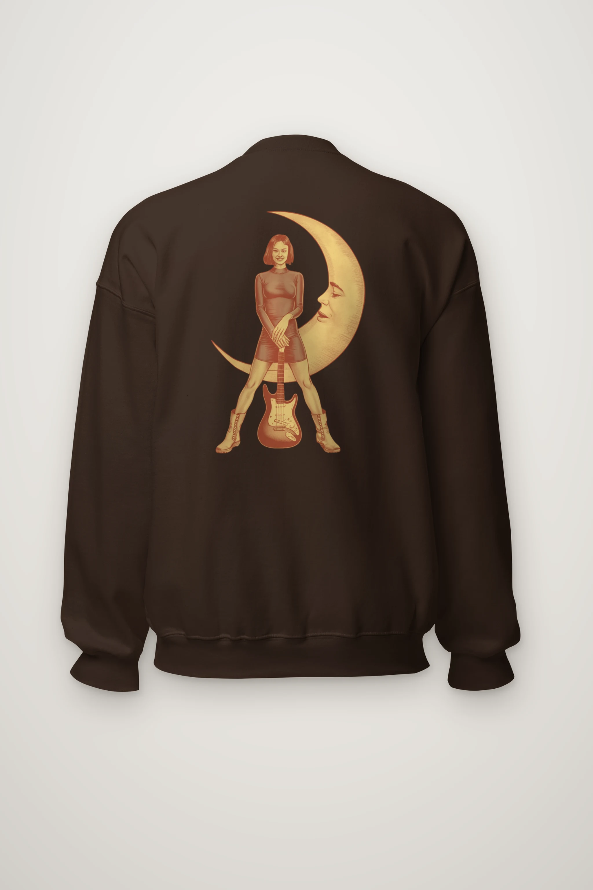 "Moonlit Guitar Muse" Heavy Blend Unisex Crewneck Sweatshirt