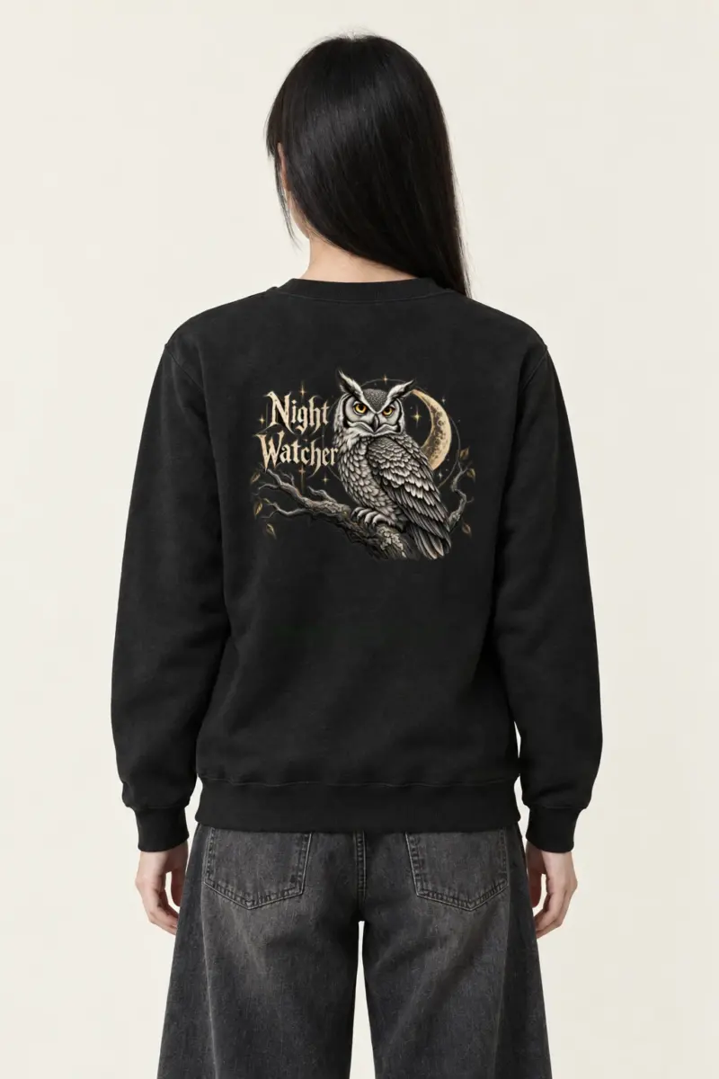 "Moonlit Horned Owl" Heavy Blend Unisex Crewneck Sweatshirt