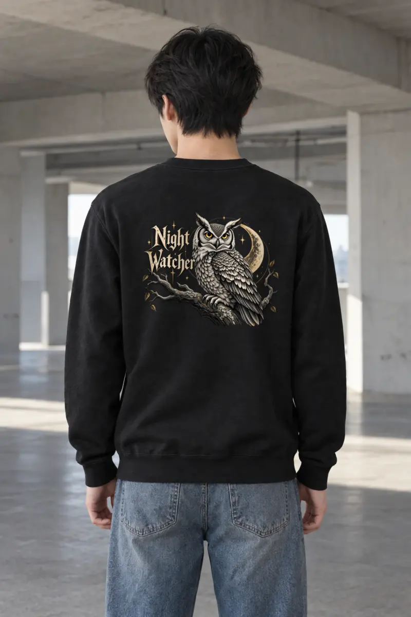 "Moonlit Horned Owl" Heavy Blend Unisex Crewneck Sweatshirt