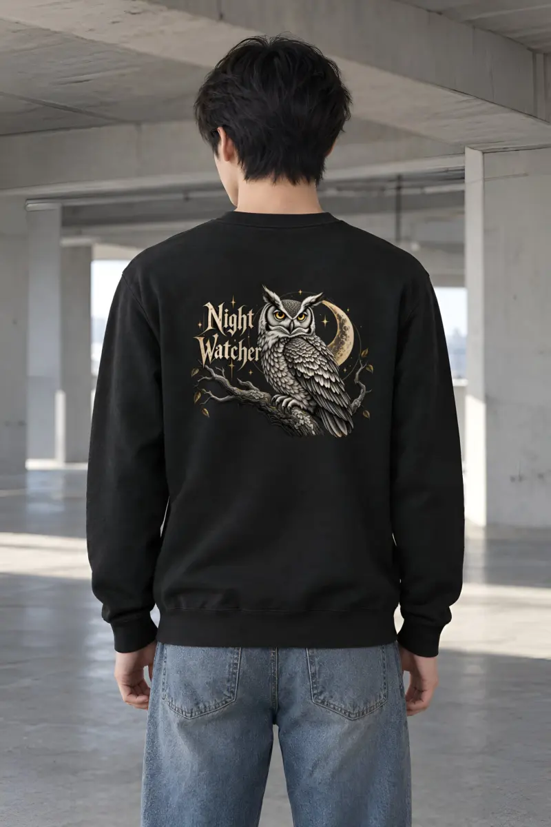 "Moonlit Horned Owl" Heavy Blend Unisex Crewneck Sweatshirt