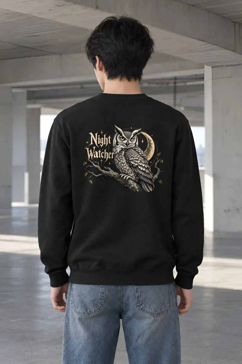 "Moonlit Horned Owl" Heavy Blend Unisex Crewneck Sweatshirt