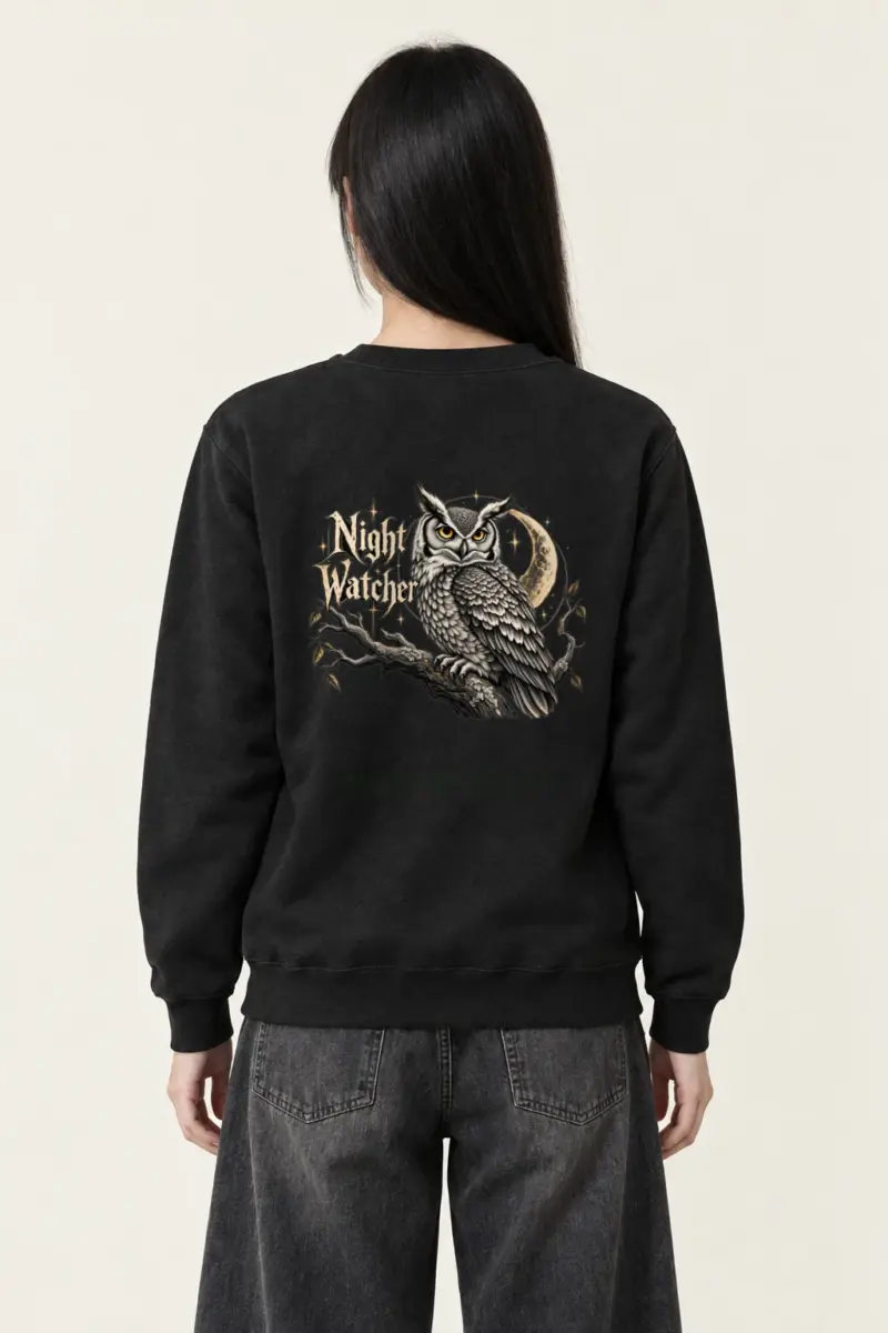 "Moonlit Horned Owl" Heavy Blend Unisex Crewneck Sweatshirt