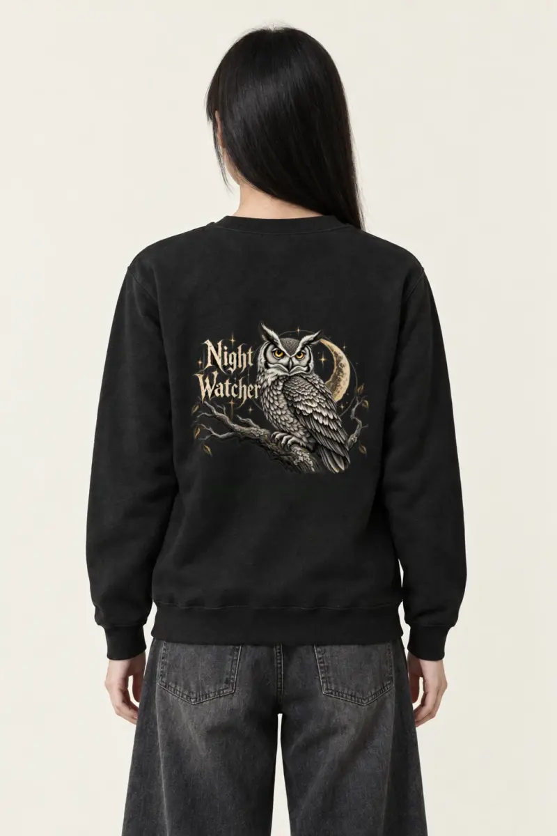 "Moonlit Horned Owl" Heavy Blend Unisex Crewneck Sweatshirt