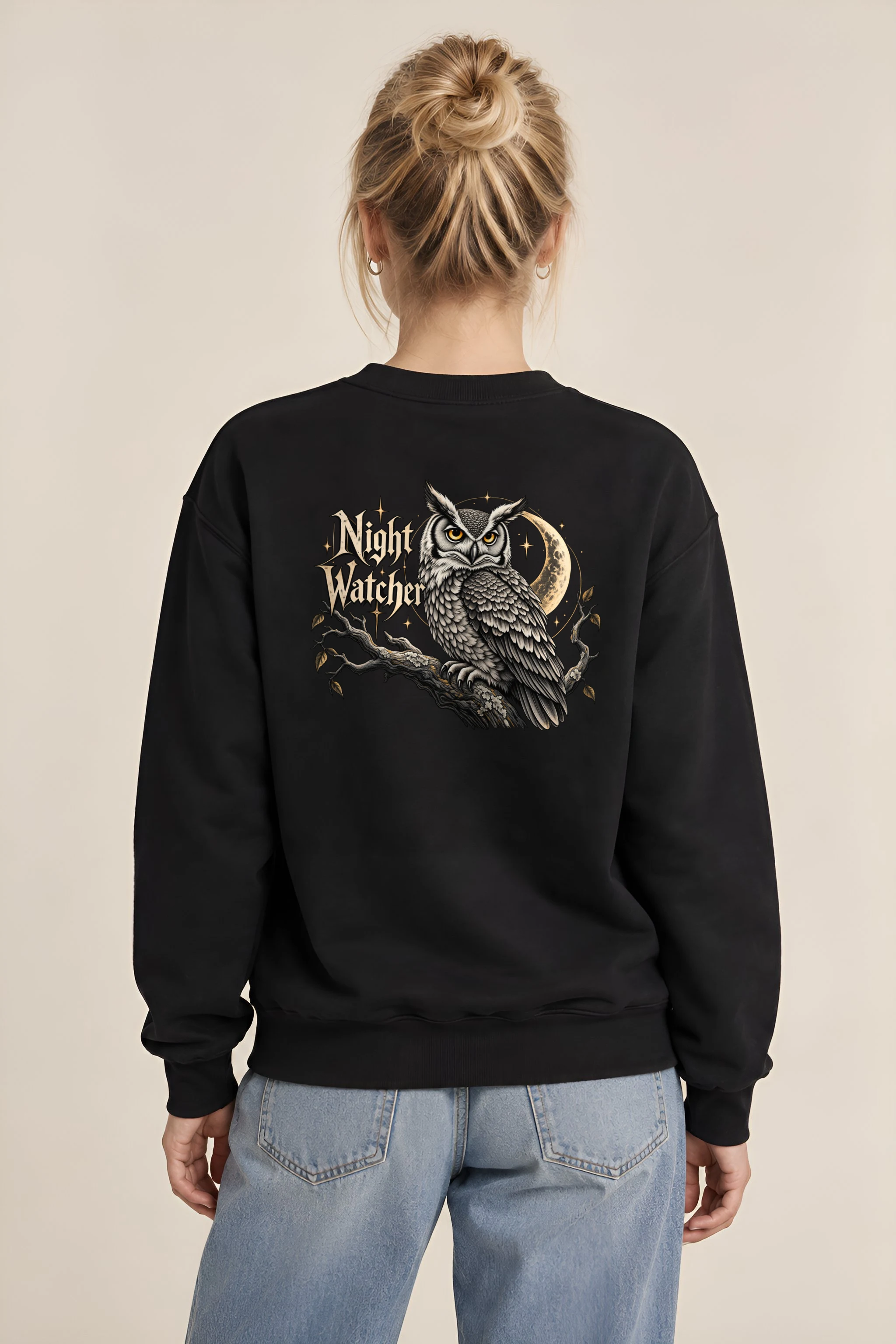 "Moonlit Horned Owl" 1 Crewneck Sweatshirt