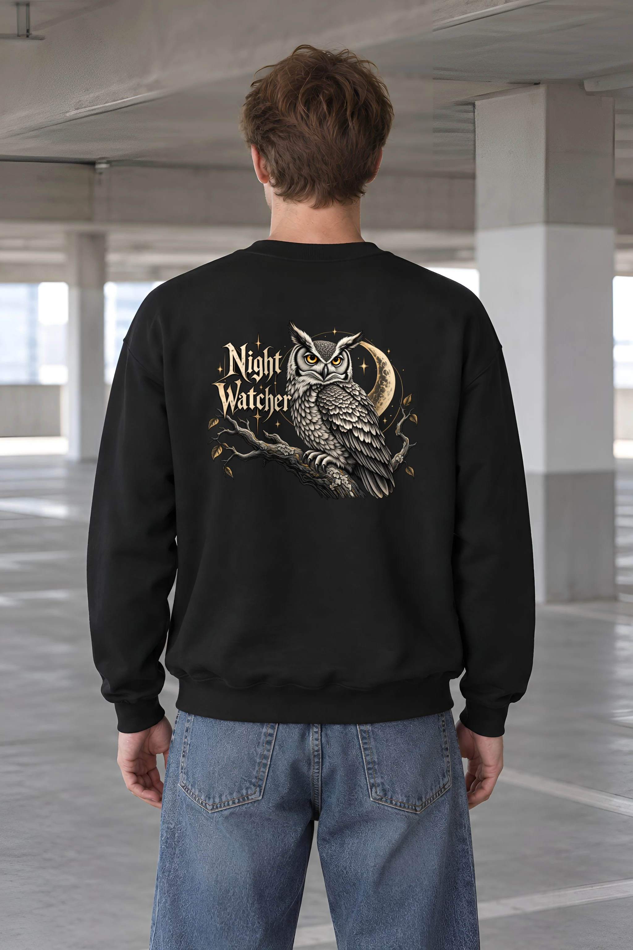 "Moonlit Horned Owl" 1 Crewneck Sweatshirt