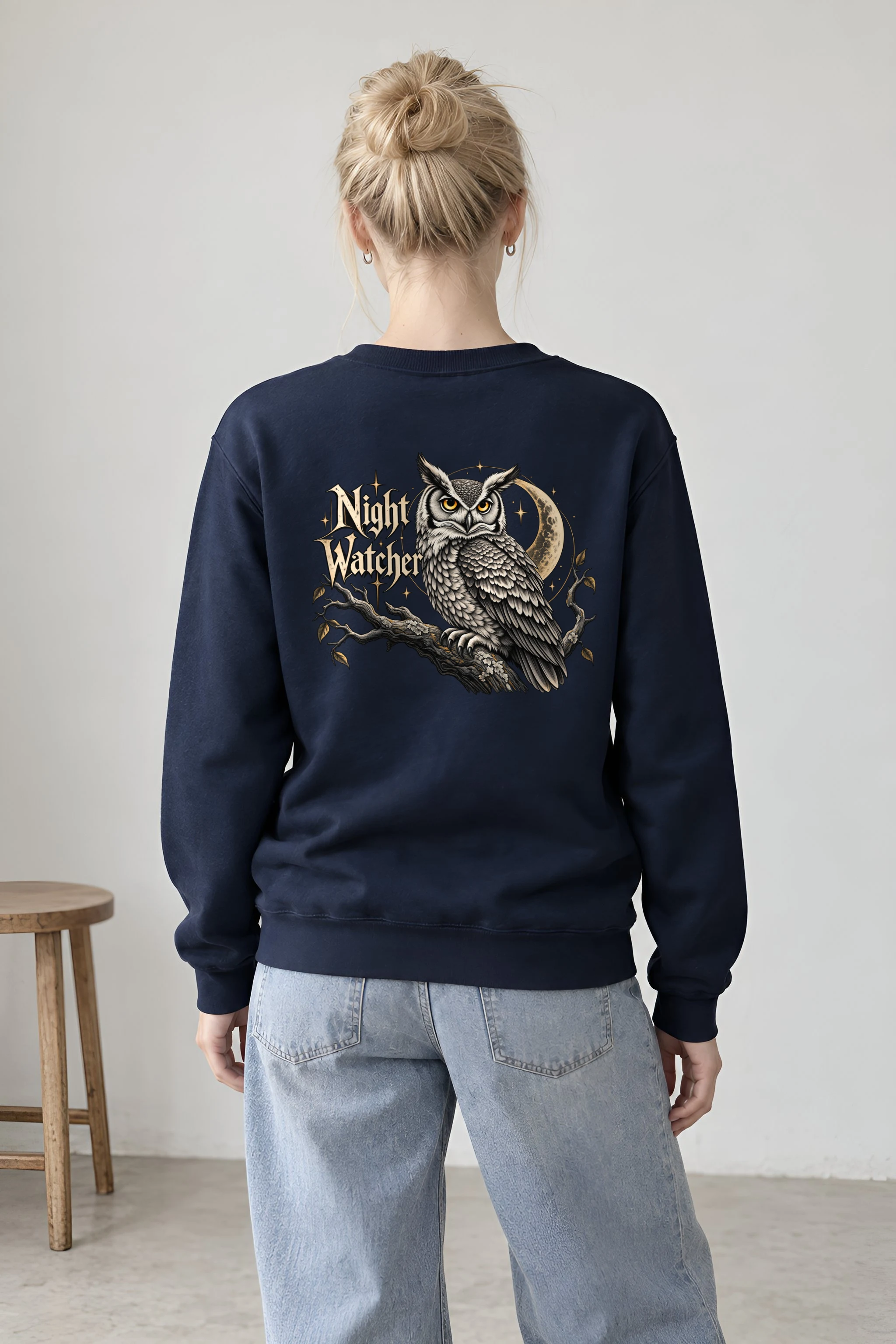 "Moonlit Horned Owl" 1 Crewneck Sweatshirt