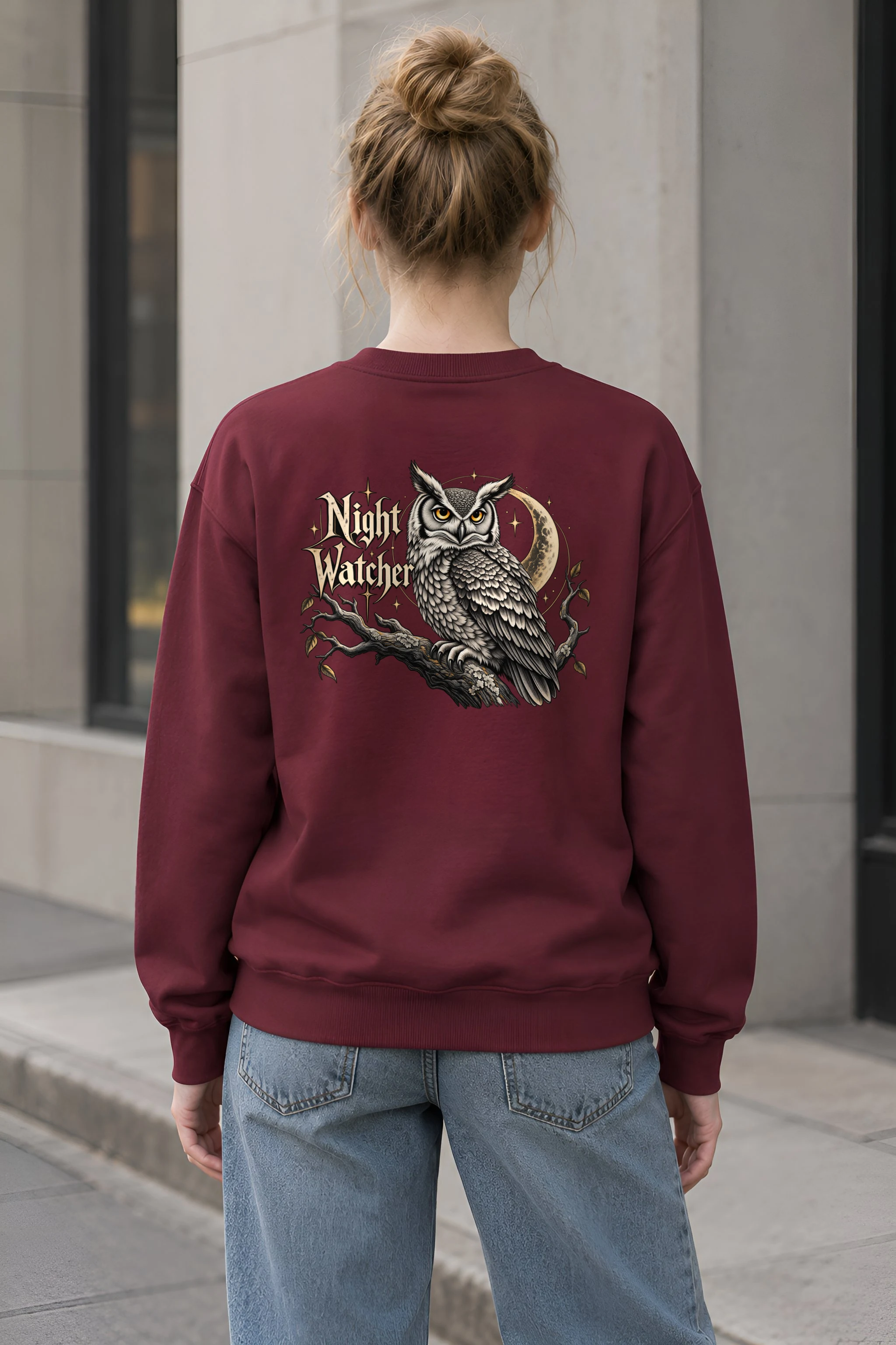 "Moonlit Horned Owl" 1 Crewneck Sweatshirt