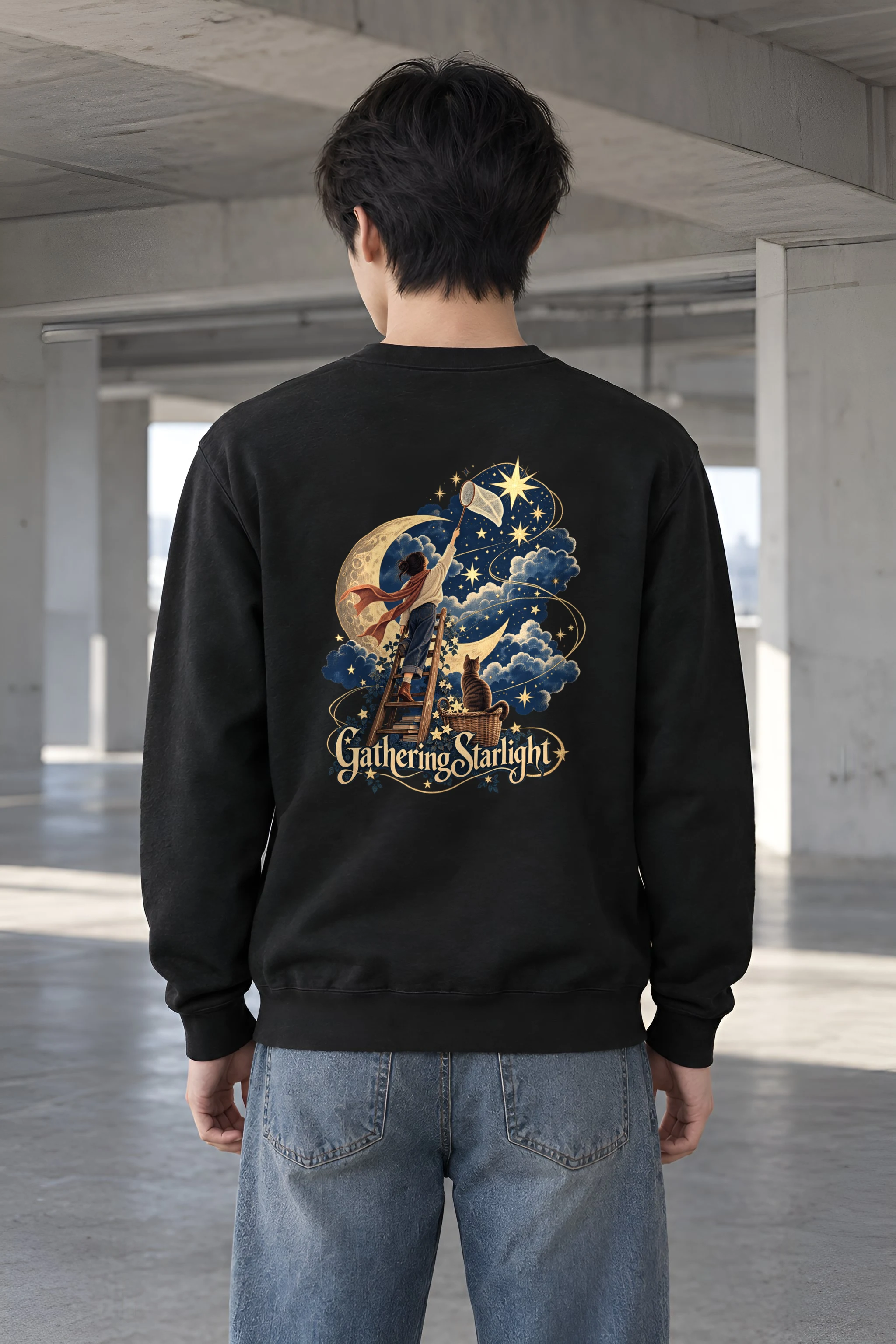"Moonlit Ladder" Heavy Blend Unisex Crewneck Sweatshirt