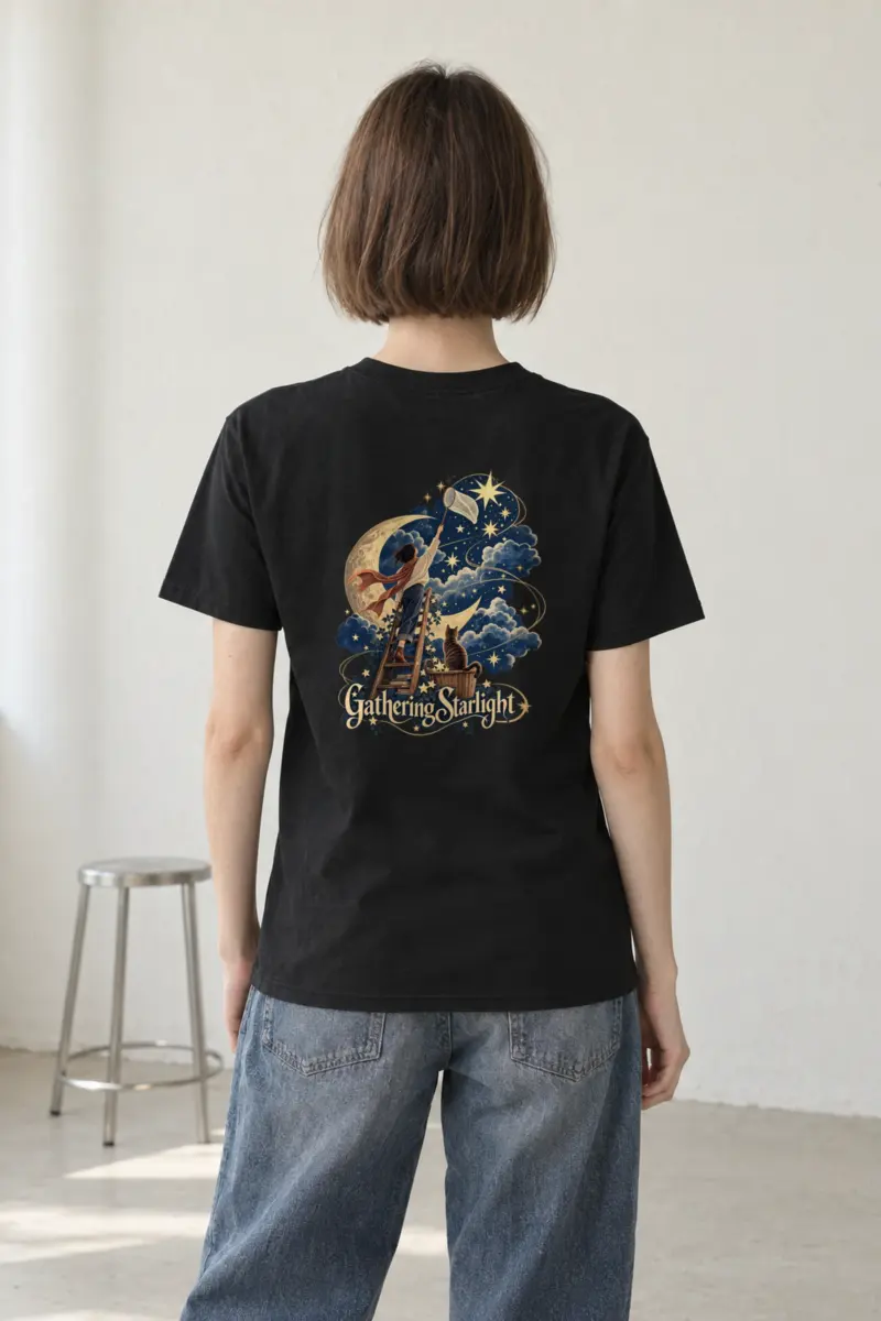"Moonlit Ladder" Heavyweight Unisex Crewneck T-shirt