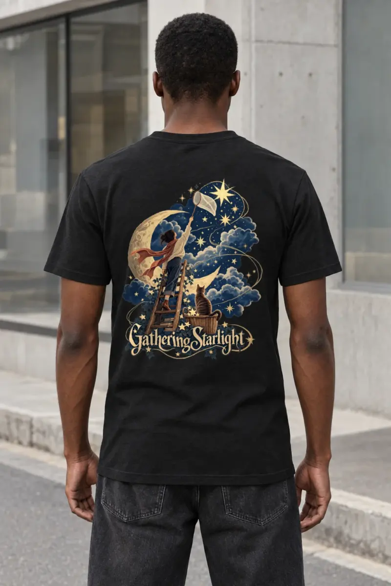 "Moonlit Ladder" Heavyweight Unisex Crewneck T-shirt | Gildan 5000