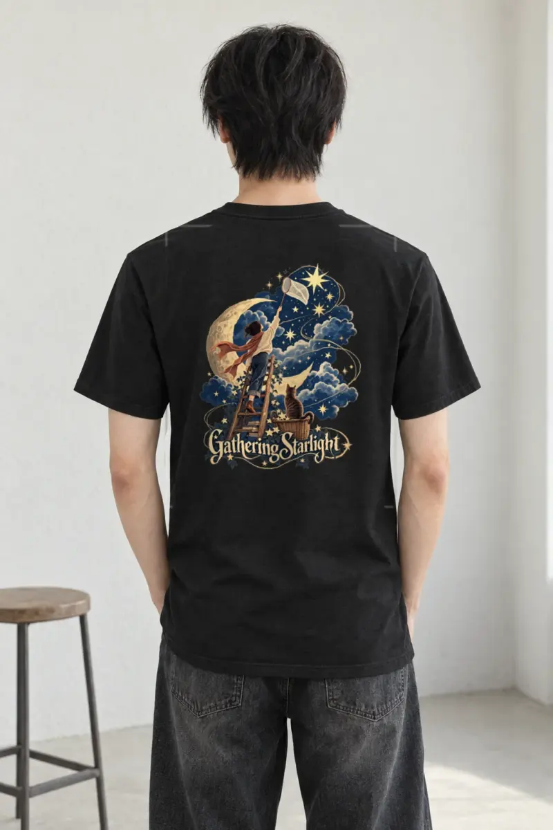 "Moonlit Ladder" Heavyweight Unisex Crewneck T-shirt