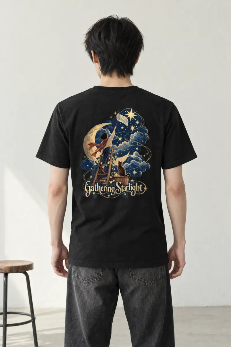 "Moonlit Ladder" Heavyweight Unisex Crewneck T-shirt | Gildan 5000