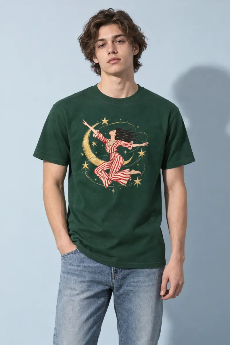 "Moonlit Leap" Heavyweight Unisex Crewneck T-shirt