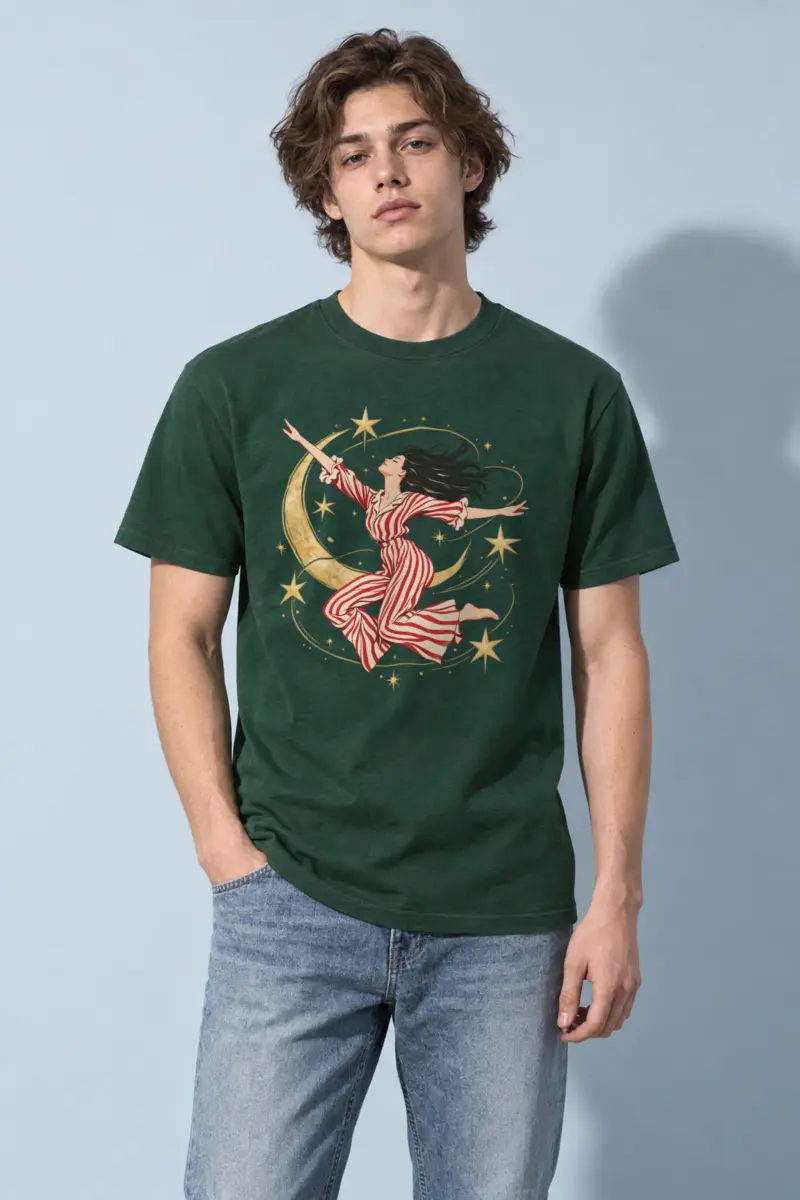 "Moonlit Leap" Heavyweight Unisex Crewneck T-shirt