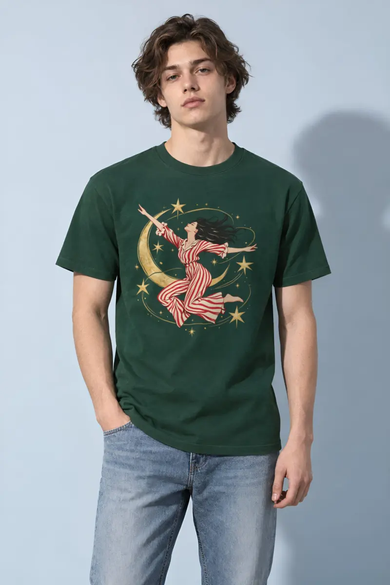 "Moonlit Leap" Heavyweight Unisex Crewneck T-shirt