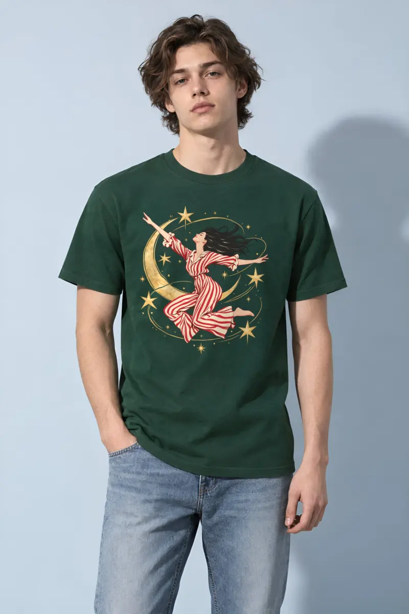 "Moonlit Leap" Heavyweight Unisex Crewneck T-shirt