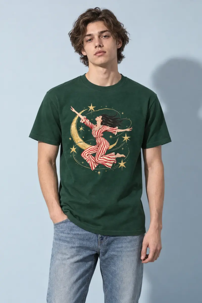 "Moonlit Leap" Heavyweight Unisex Crewneck T-shirt