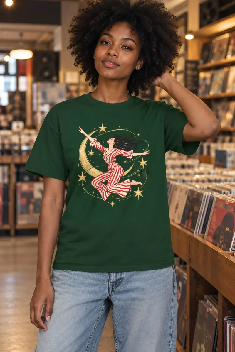 "Moonlit Leap" Heavyweight Unisex Crewneck T-shirt