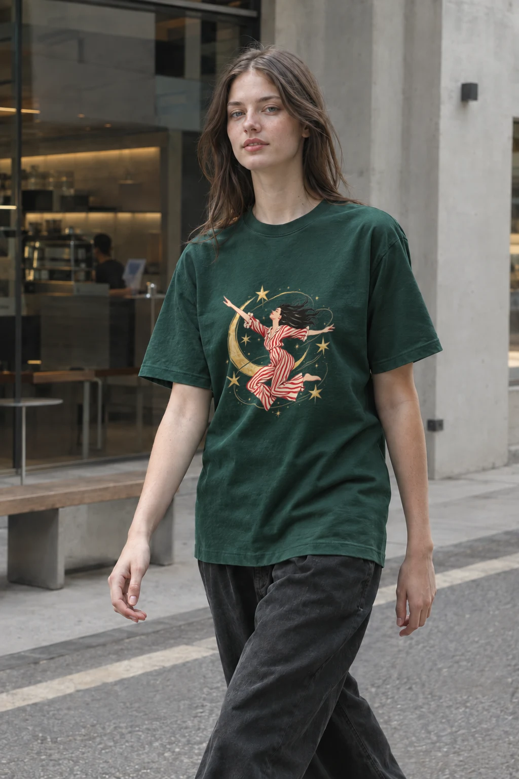 "Moonlit Leap" Heavyweight Unisex Crewneck T-shirt | Gildan 5000
