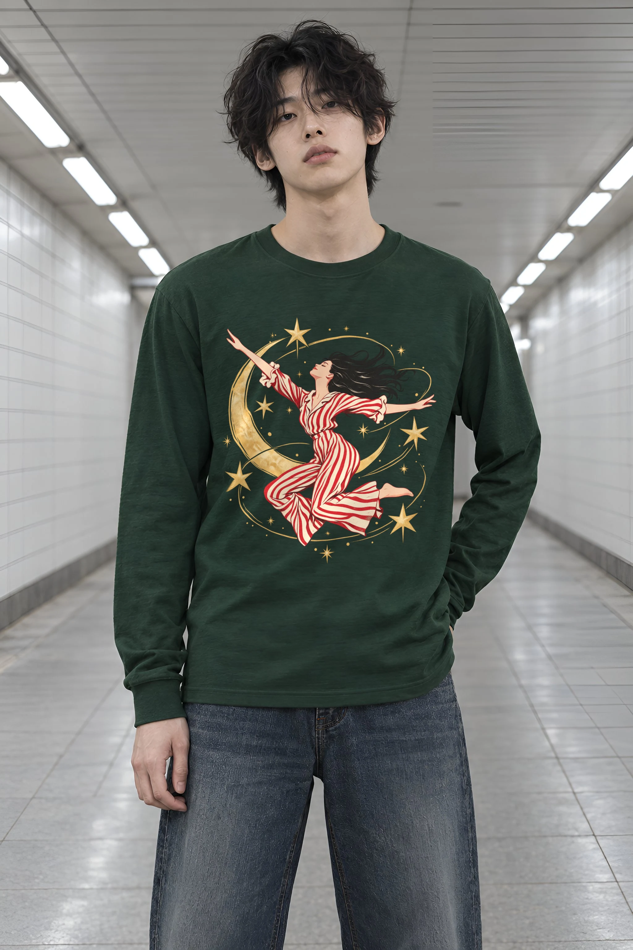"Moonlit Leap" Unisex Longsleeve T-shirt