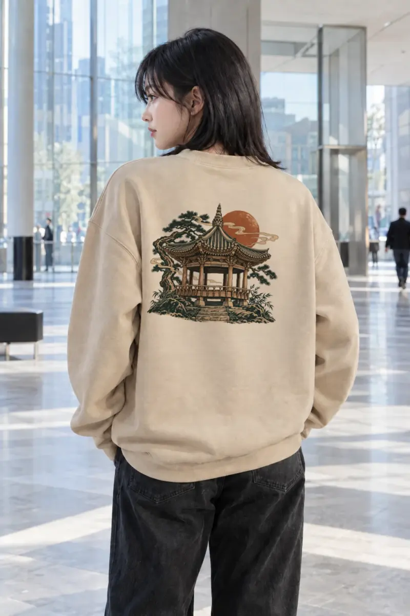 "Moonlit Pagoda" Heavy Blend Unisex Crewneck Sweatshirt | Gildan 18000