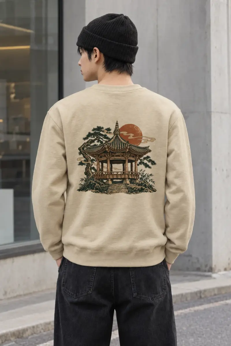 "Moonlit Pagoda" Heavy Blend Unisex Crewneck Sweatshirt