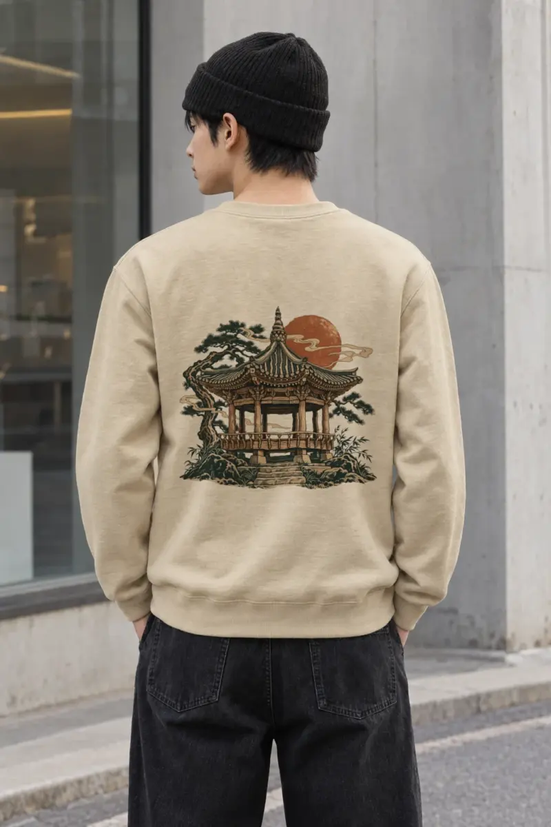 "Moonlit Pagoda" Heavy Blend Unisex Crewneck Sweatshirt