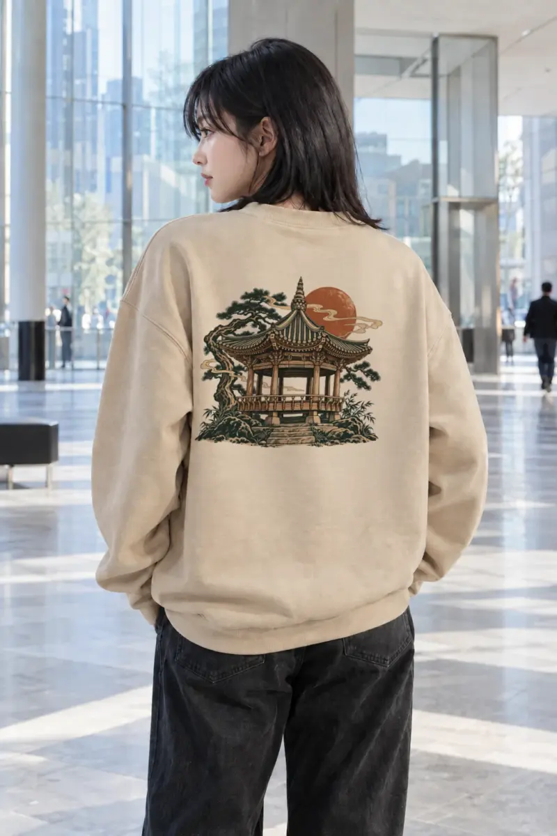 "Moonlit Pagoda" Heavy Blend Unisex Crewneck Sweatshirt | Gildan 18000