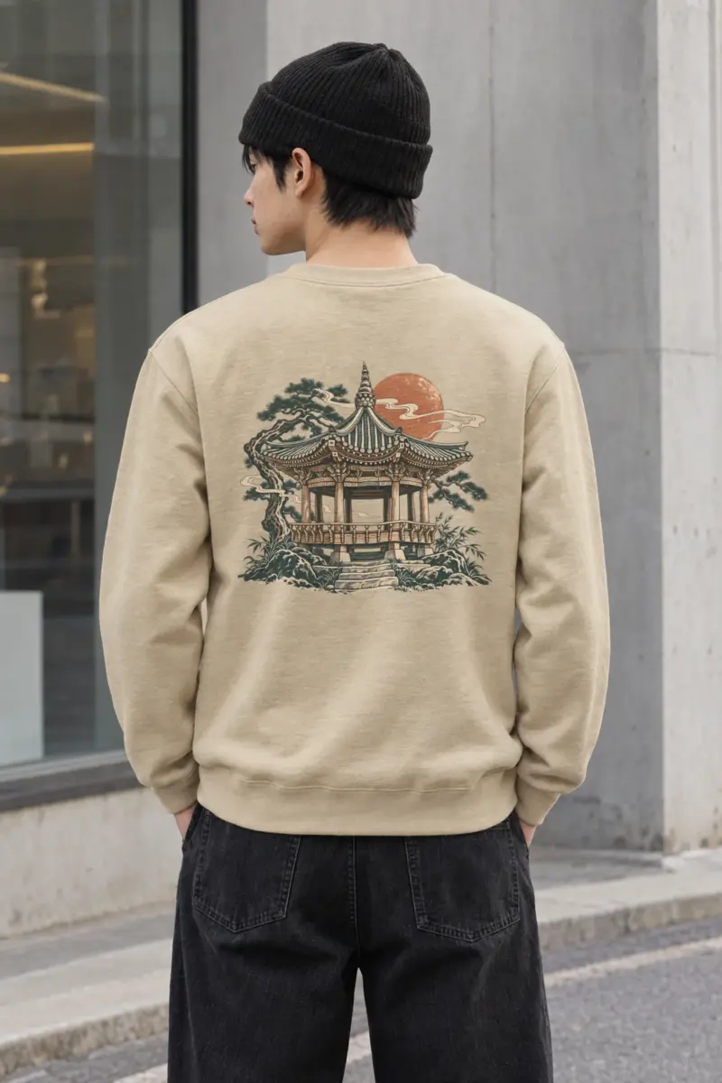 "Moonlit Pagoda" Heavy Blend Unisex Crewneck Sweatshirt