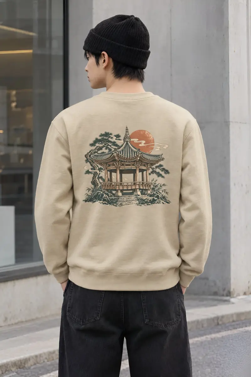 "Moonlit Pagoda" Heavy Blend Unisex Crewneck Sweatshirt