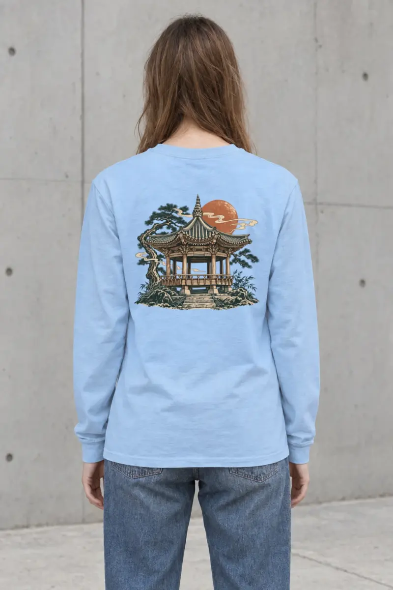 "Moonlit Pagoda" Unisex Longsleeve T-shirt