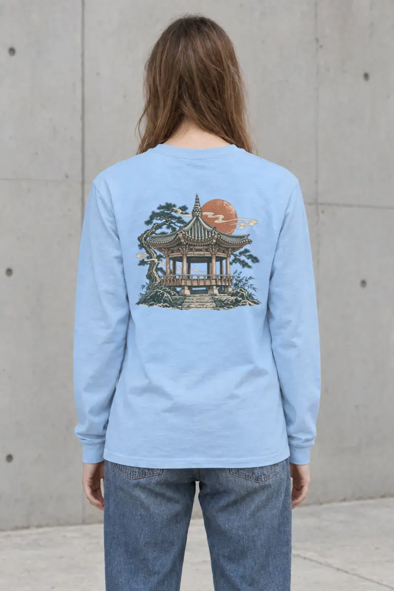 "Moonlit Pagoda" Unisex Longsleeve T-shirt