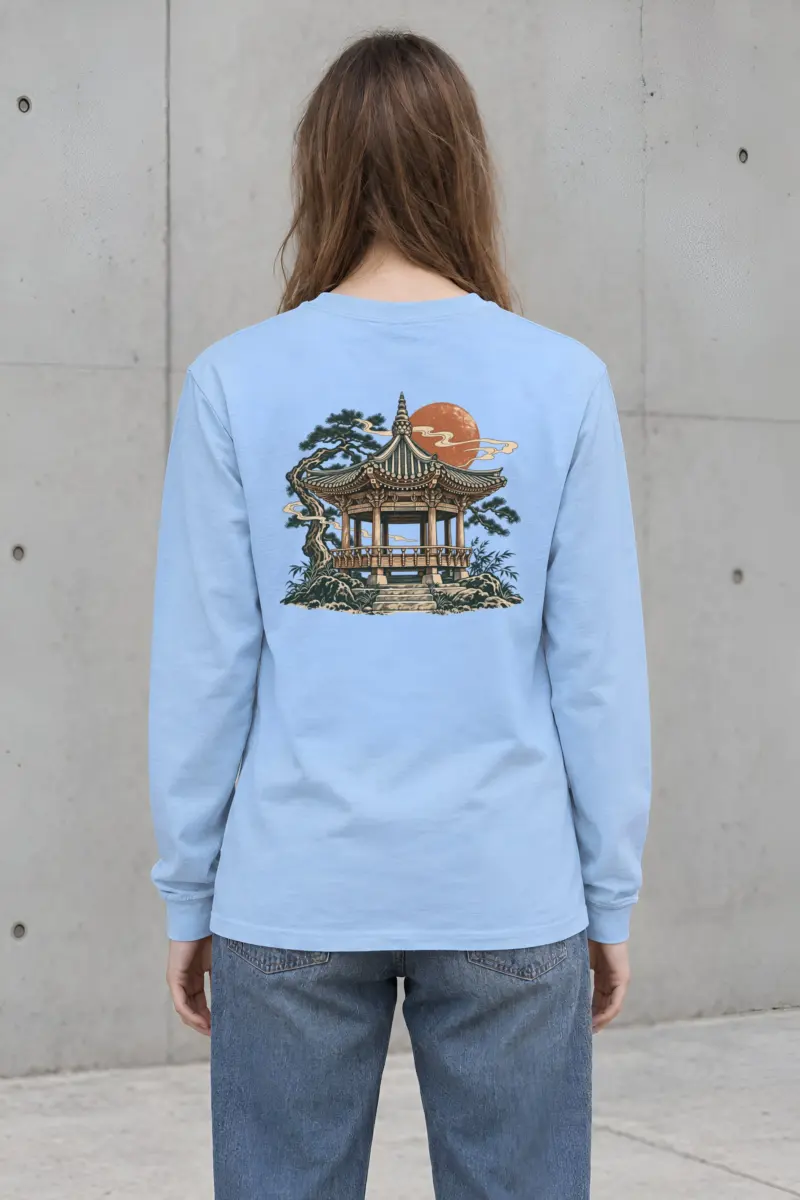 "Moonlit Pagoda" Unisex Longsleeve T-shirt