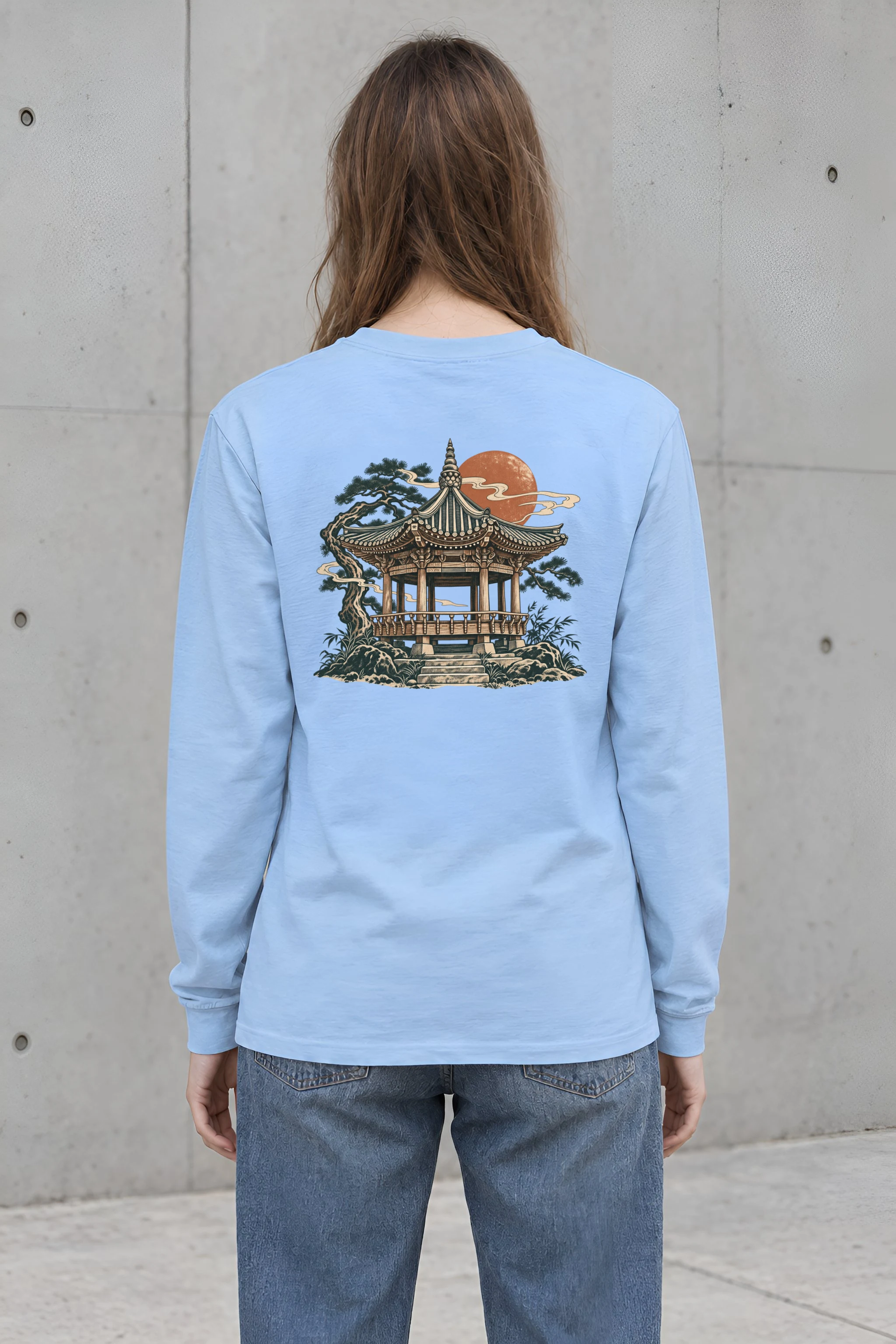 "Moonlit Pagoda" Unisex Longsleeve T-shirt