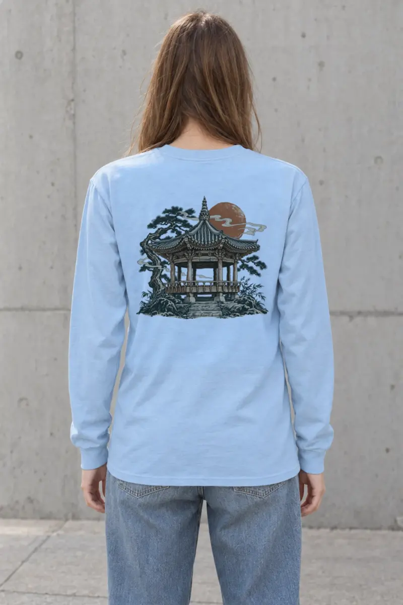 "Moonlit Pagoda" Unisex Longsleeve T-shirt