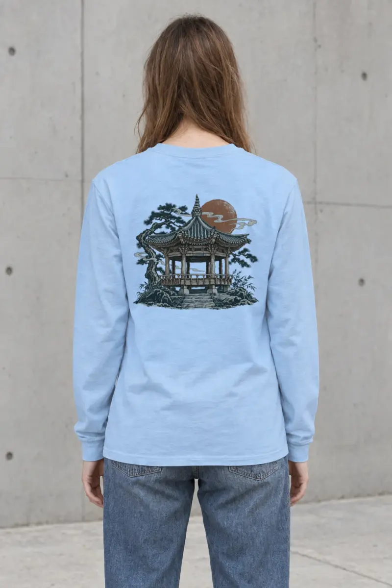 "Moonlit Pagoda" Unisex Longsleeve T-shirt