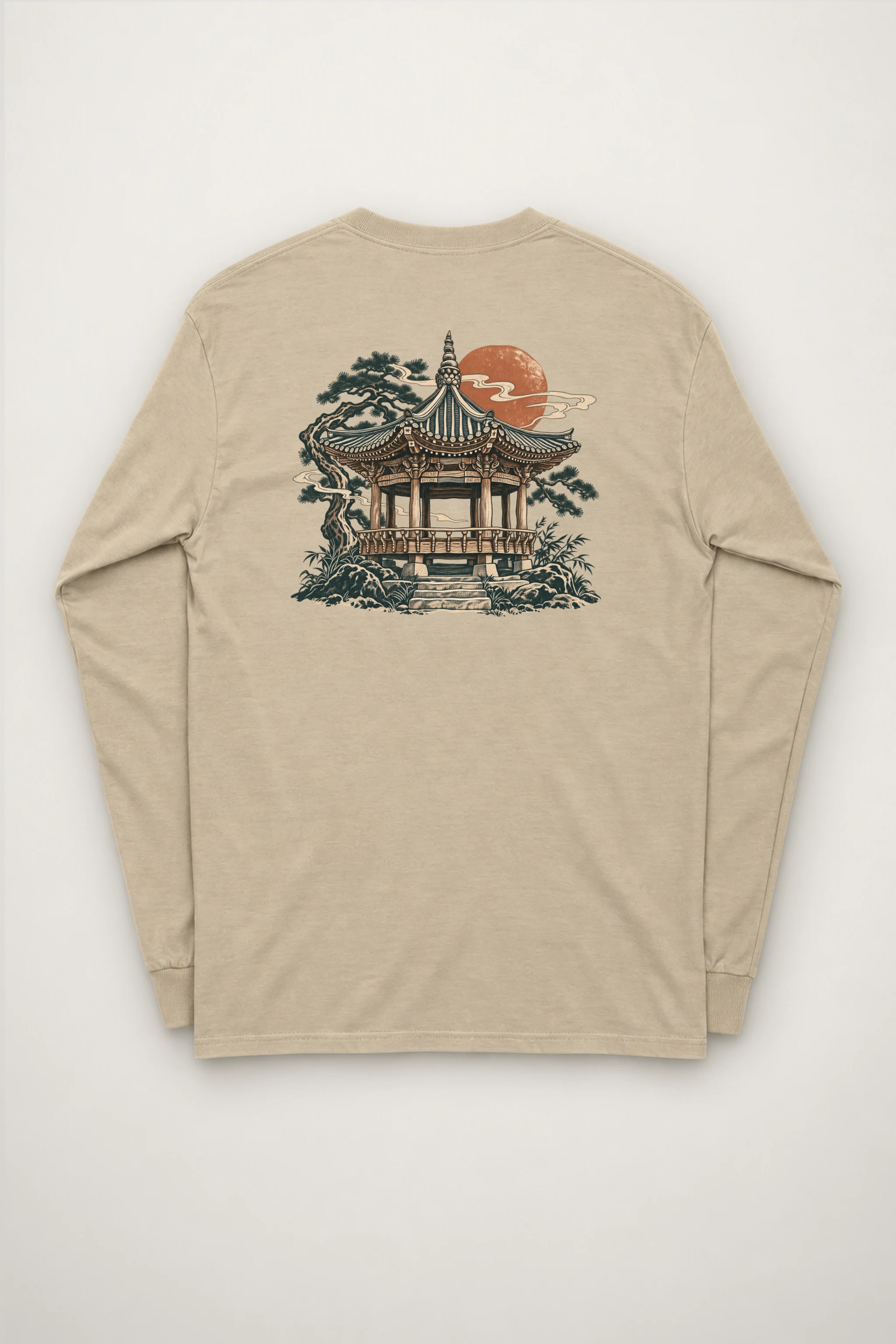 "Moonlit Pagoda" Unisex Longsleeve T-shirt