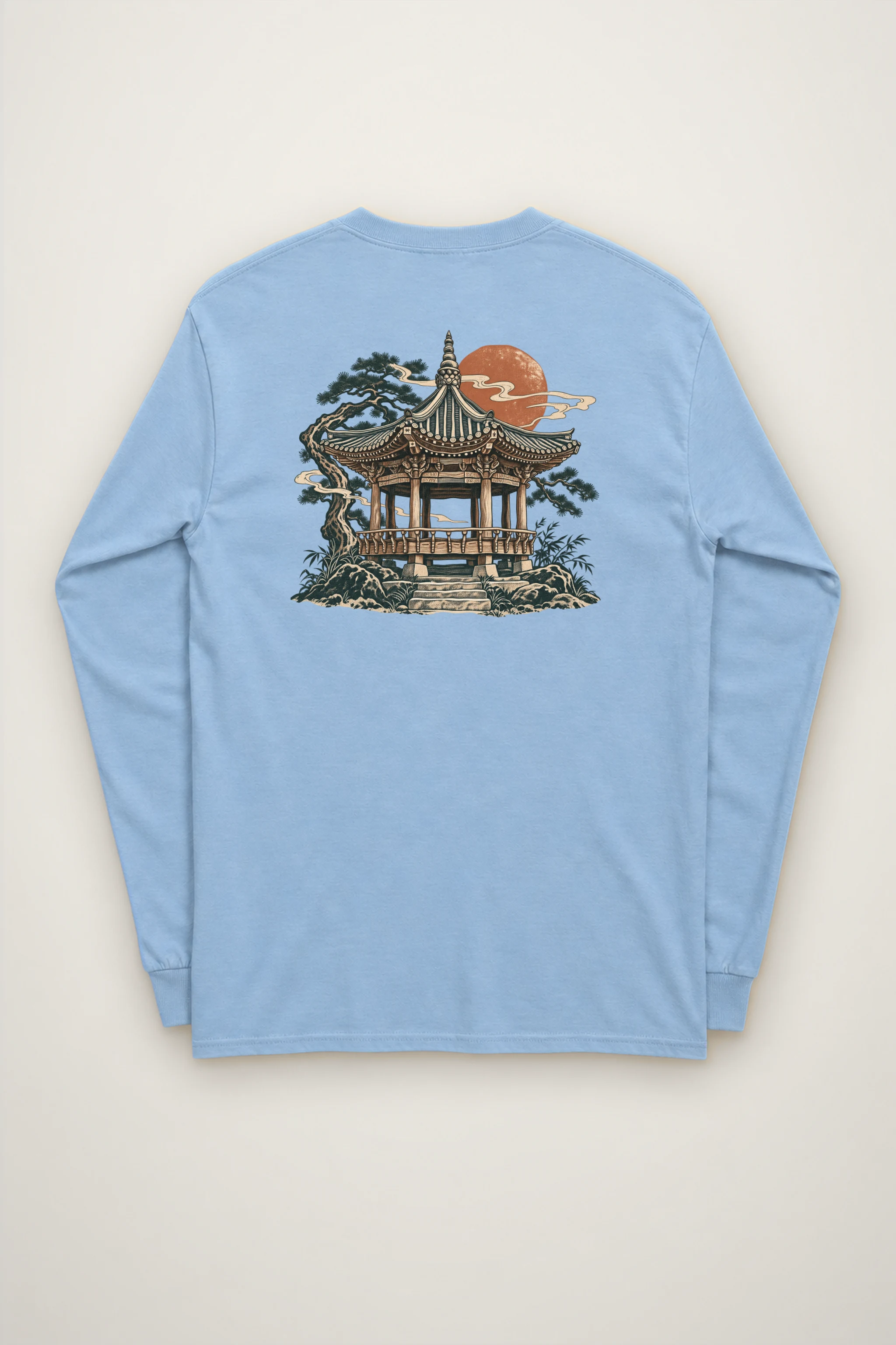 "Moonlit Pagoda" Unisex Longsleeve T-shirt