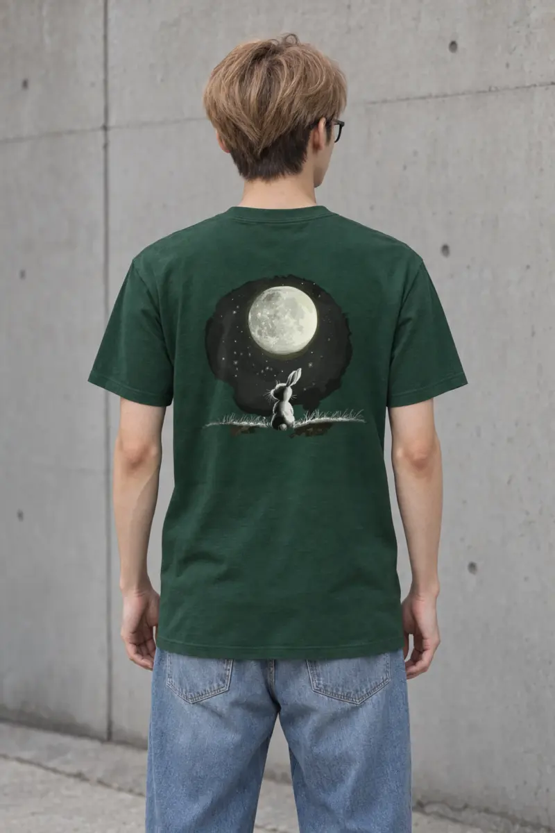 "Moonlit Rabbit" Heavyweight Unisex Crewneck T-shirt