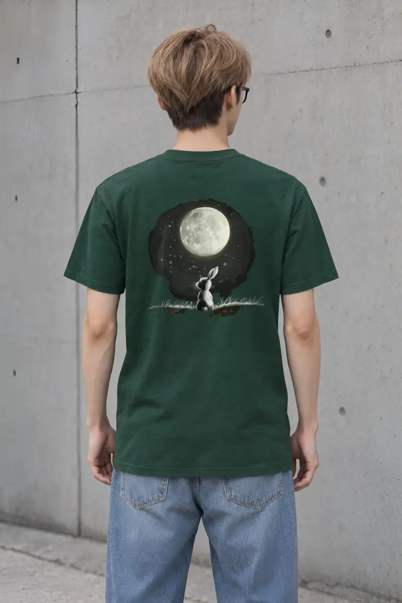"Moonlit Rabbit" Heavyweight Unisex Crewneck T-shirt