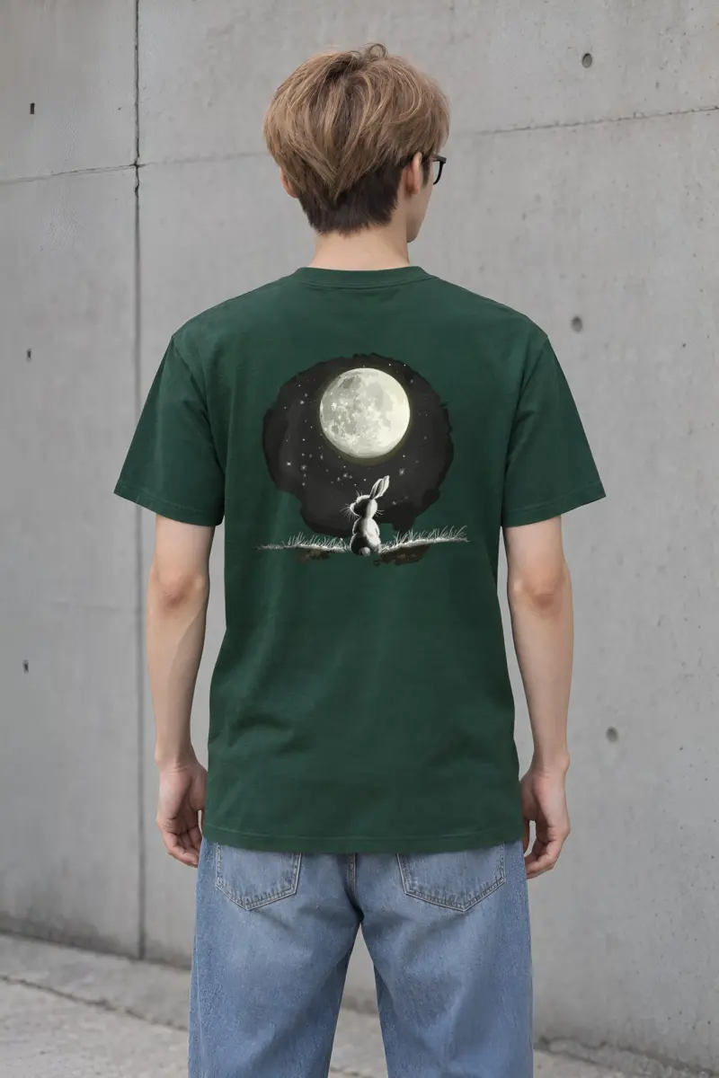 "Moonlit Rabbit" Heavyweight Unisex Crewneck T-shirt