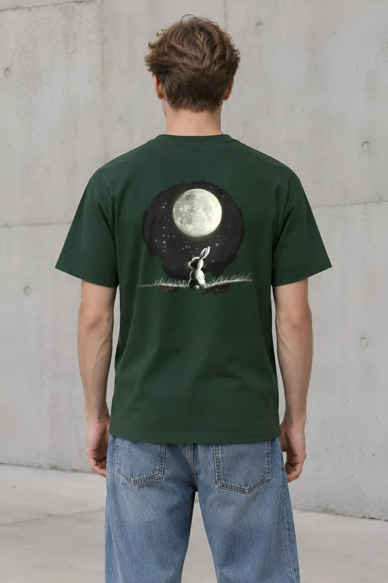 "Moonlit Rabbit" Heavyweight Unisex Crewneck T-shirt