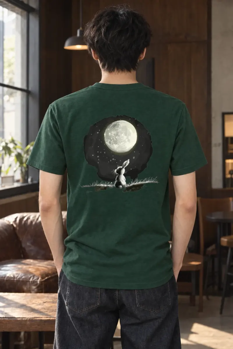 "Moonlit Rabbit" Heavyweight Unisex Crewneck T-shirt